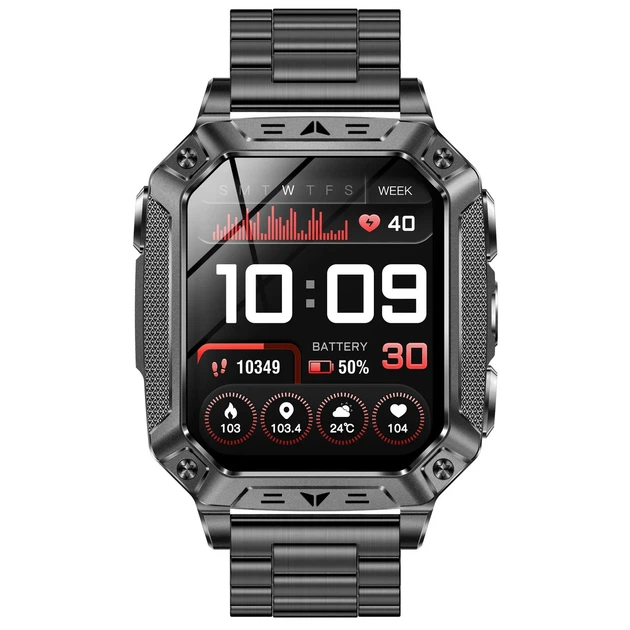 Розумний годинник Smart Formula K+ Steel 2 ремінці сталь 2,01" 320x385 мм чорний - зображення 2