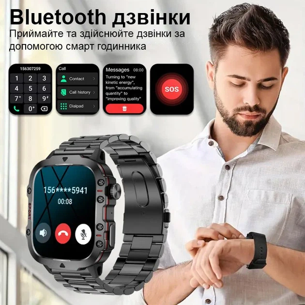 Розумний годинник Smart Expert Nano Steel 50х43,5х12,2 мм Сталь Чорний 65 г - Фото 5 Розумний годинник Smart Expert Nano Steel 50х43,5х12,2 мм Сталь Чорний 65 г - зображення 5