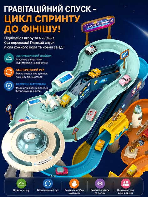 Дитячий інтерактивний трек “Космічна станція” WToys 17040 автоматичний підіймач українське озвучування - зображення 2