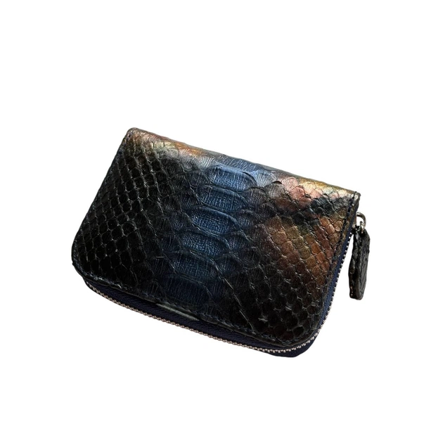 Кошелек мини из кожи питона черный с сине-бронзовым (13,5х9,5 см) BBB00457 - изображение 3
