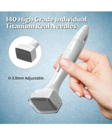 Регулируемый микроигольчатый штамп Derma Stamp 0-3,0 мм Incellice, 140 титановых игл Белый - изображение 6