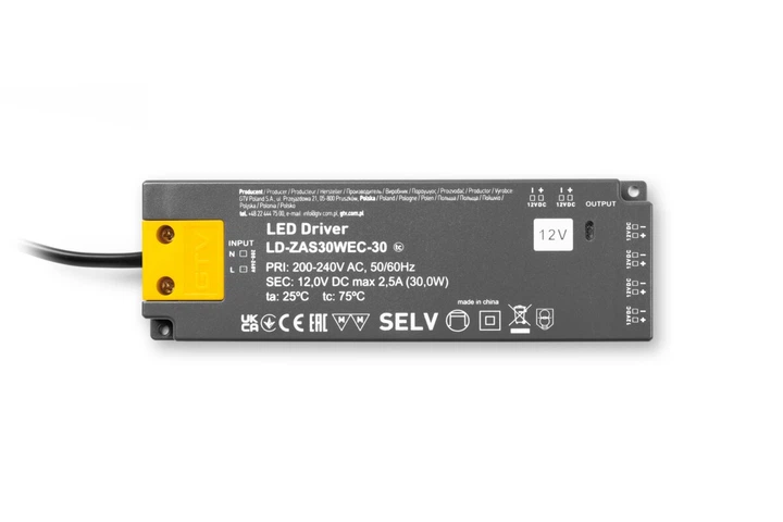 Блок живлення SLIM EASY CLICK 220/12V 30W IP20, з mini amp і проводом 1,5 м - Фото 3 Блок живлення SLIM EASY CLICK 220/12V 30W IP20, з mini amp і проводом 1,5 м - изображение 3