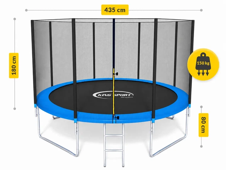 Батут King Sport 435 см 14 FT просторное и надежное игровое пространство для детей и взрослых - с лестницей, наружная сетка - изображение 2