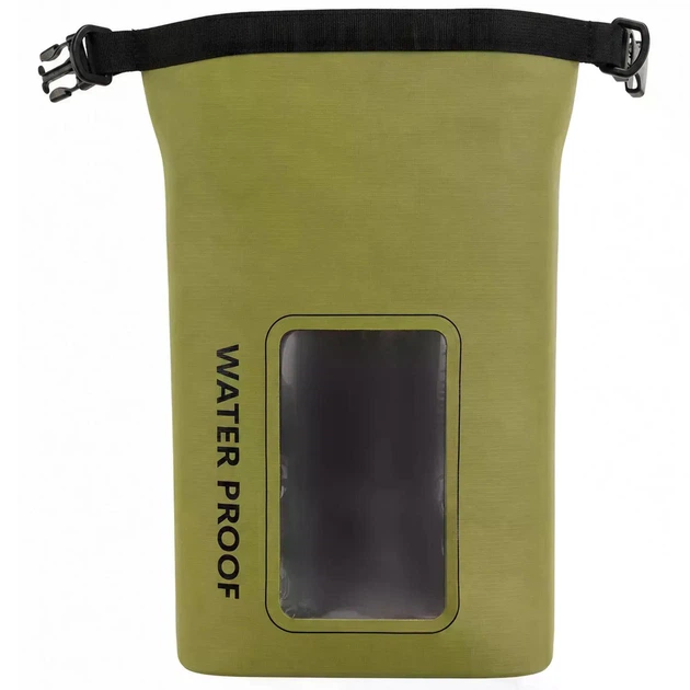 Гермомешок водонепроницаемый Zelart Waterproof Bag 5 л с окном Touch Screen для телефона Зеленый - изображение 4
