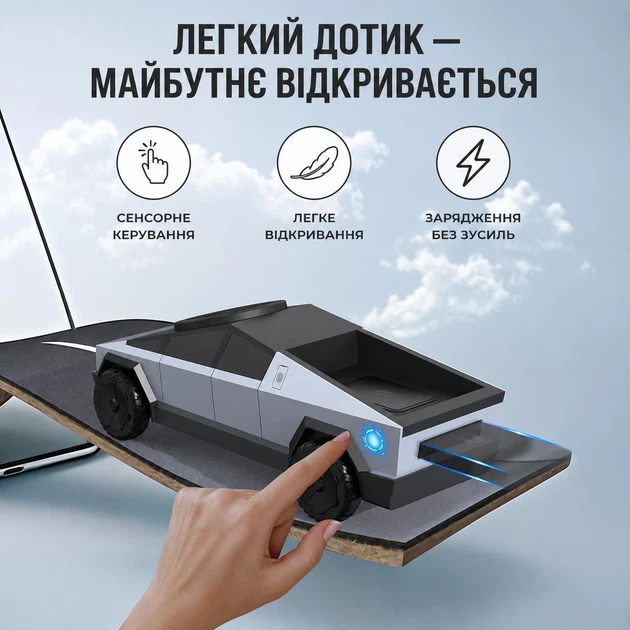 Бездротова зарядна станція NEWQI T3 CyberDock Сіра 3-в-1, магнітна зарядка 15 Вт, для iPhone, Apple Watch та AirPods, USB Type-C, RGB-підсвічування - изображение 7
