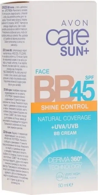 AVON CARE SUN+ SHINE CONTROL SPF 45 Зволожуючий матовий BB-крем з тональним ефек 50МЛ - изображение 2
