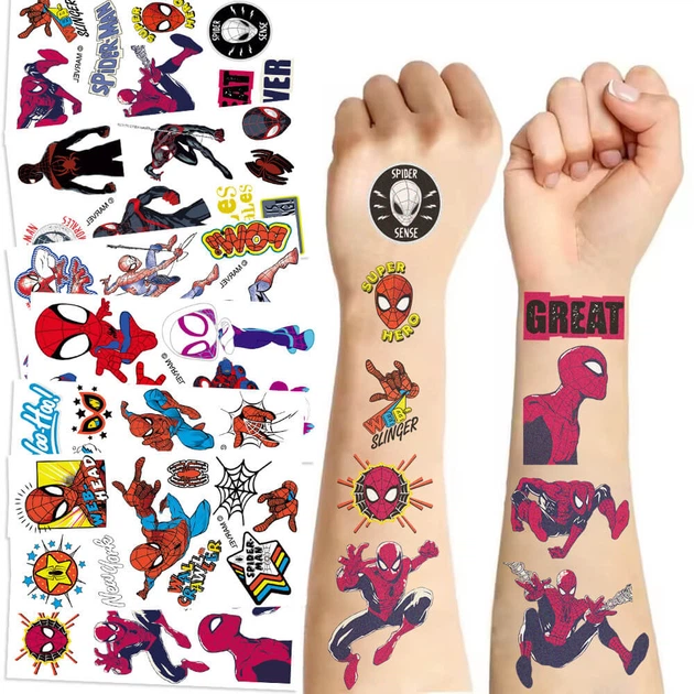 Набор "Человек-паук" из 10 временных тату по 12*7 см (Spiderman-tattoo-mini-set-1-10) - изображение 3