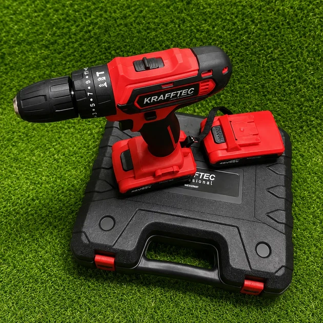 Аккумуляторный шуруповерт ударный Krafftec GCT220 48V 6Ah с двумя аккумуляторами набором инструментов гибким валом и кейсом - изображение 7