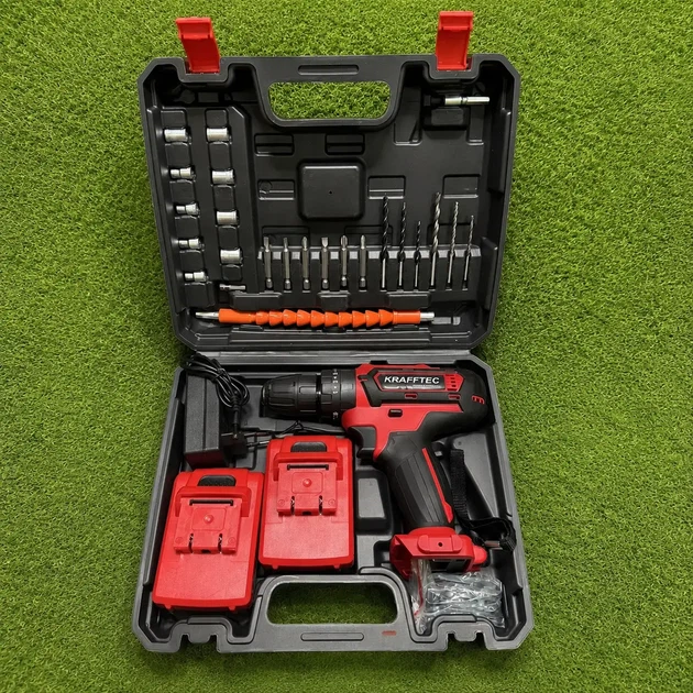 Аккумуляторный шуруповерт ударный Krafftec GCT220 48V 6Ah с двумя аккумуляторами набором инструментов гибким валом и кейсом - изображение 11