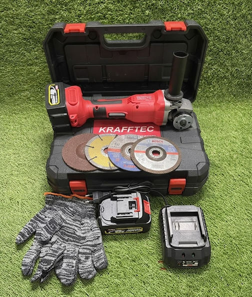 Аккумуляторная болгарка Krafftec GWX 48V-125C 48V 125 мм бесщеточная с двумя аккумуляторами 4 дисками и кейсом - Фото 6 Аккумуляторная болгарка Krafftec GWX 48V-125C 48V 125 мм бесщеточная с двумя аккумуляторами 4 дисками и кейсом - изображение 6