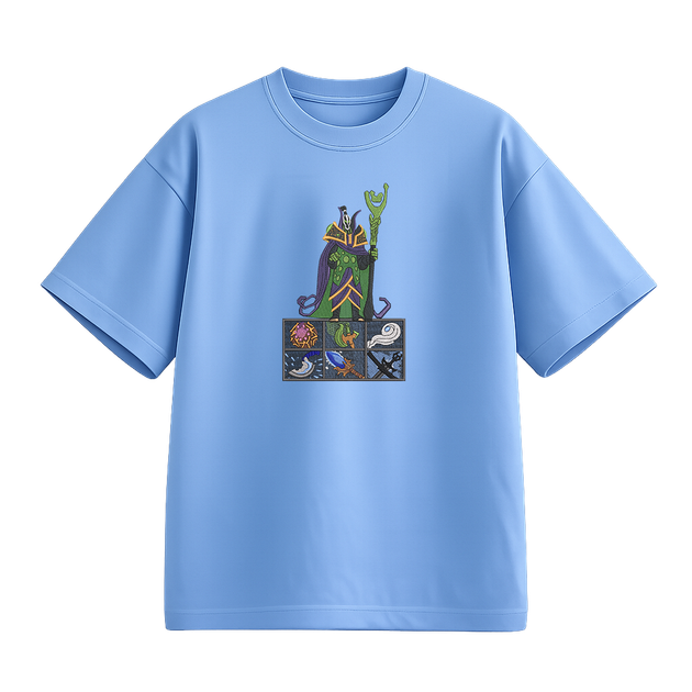 Футболка з вишивкою унісекс блакитний XL-3XL розмір Dota 2 Rubick - Фото 1 Футболка з вишивкою унісекс блакитний XL-3XL розмір Dota 2 Rubick - зображення 1