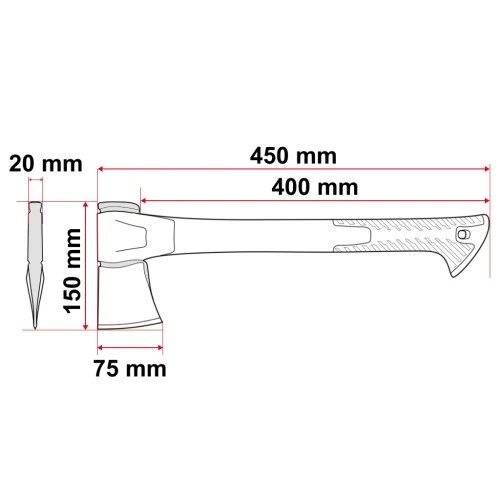Топор Alloid Pro, ручка из фибергласа, 600г, 45см (AX-1845) Alloid AX-1845 1066876 - изображение 6