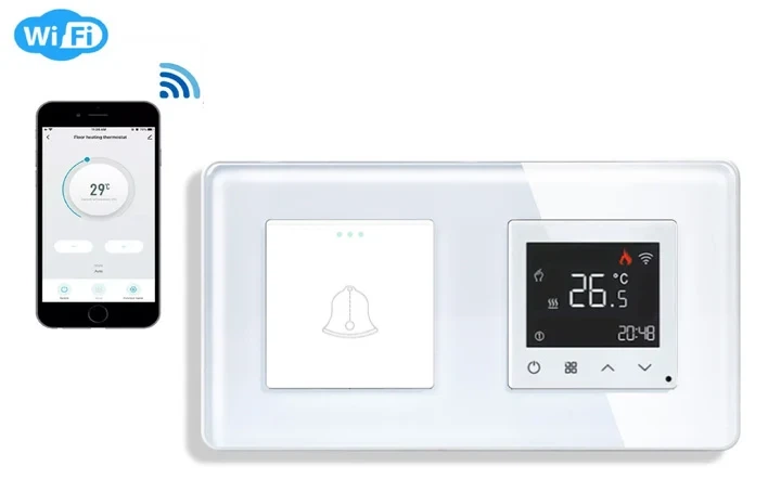 Программируемый терморегулятор ELIOS для теплого пола Wi-Fi без фиксации закаленное стекло белый - изображение 2