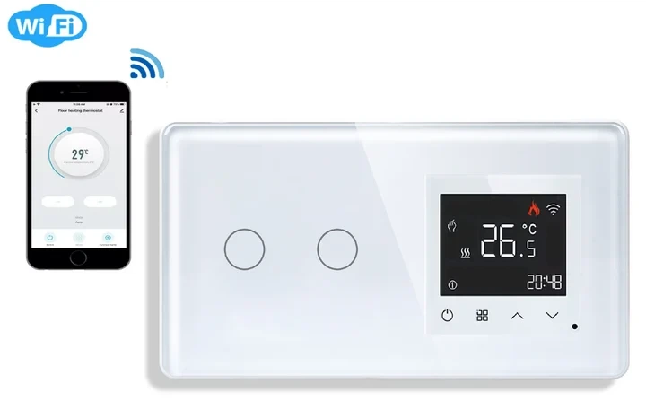 Сенсорный терморегулятор ELIOS для теплого пола с Wi-Fi управлением закаленное стекло белый - изображение 2