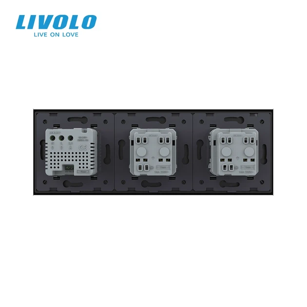 Сенсорный терморегулятор LIVOLO для теплого пола черная стеклянная рамка с розеткой 250В 16А - изображение 4
