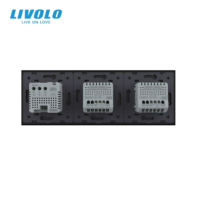 Сенсорный диммер LIVOLO 2 сенсора с терморегулятором для теплого пола черное стекло - Фото 4 Сенсорный диммер LIVOLO 2 сенсора с терморегулятором для теплого пола черное стекло - изображение 4