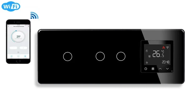 Умний терморегулятор ELIOS програмований чорний загартоване скло з Wi-Fi 16А - зображення 2