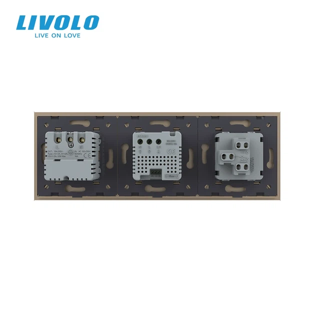 Сенсорный терморегулятор LIVOLO для теплого пола с USB-C 18 Вт закаленное стекло золотистый - изображение 4