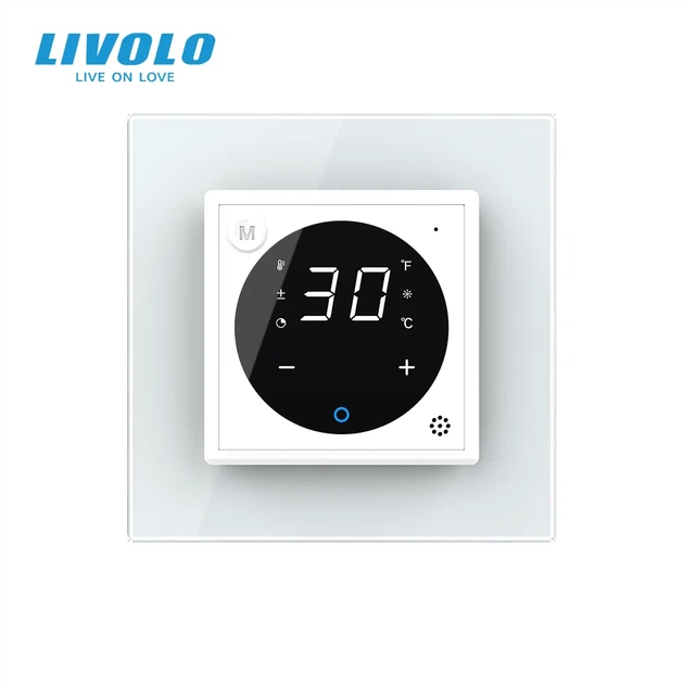 Умний Wi-Fi терморегулятор LIVOLO сенсорний програмований для водяної підлоги білий загартоване скло - зображення 3