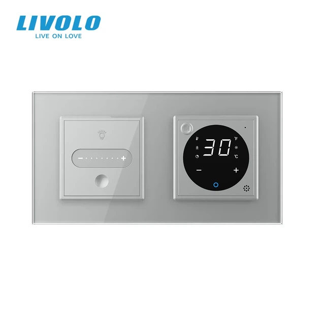 Умный сенсорный диммер LIVOLO с терморегулятором для теплого пола серый закаленное стекло - изображение 3
