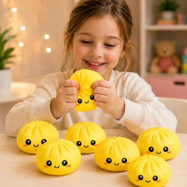 Антистресс игрушка сквиш Пельмень, 10 см, Желтый, Bun Rainbow Mystery Squishy Dumpling - Фото 4 Антистресс игрушка сквиш Пельмень, 10 см, Желтый, Bun Rainbow Mystery Squishy Dumpling - изображение 4