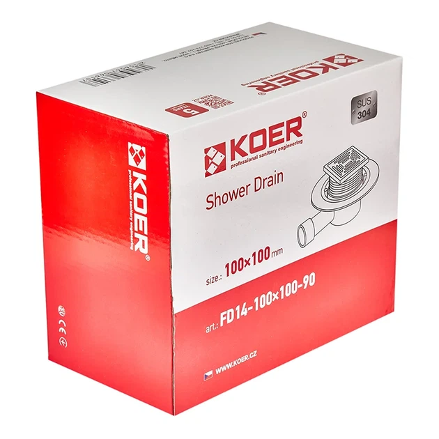 Душевой трап KOER FD14-100x100-90 из нерж. стали SUS304 100x100мм, угловой отвод (AC0661) - Фото 2 Душевой трап KOER FD14-100x100-90 из нерж. стали SUS304 100x100мм, угловой отвод (AC0661) - изображение 2