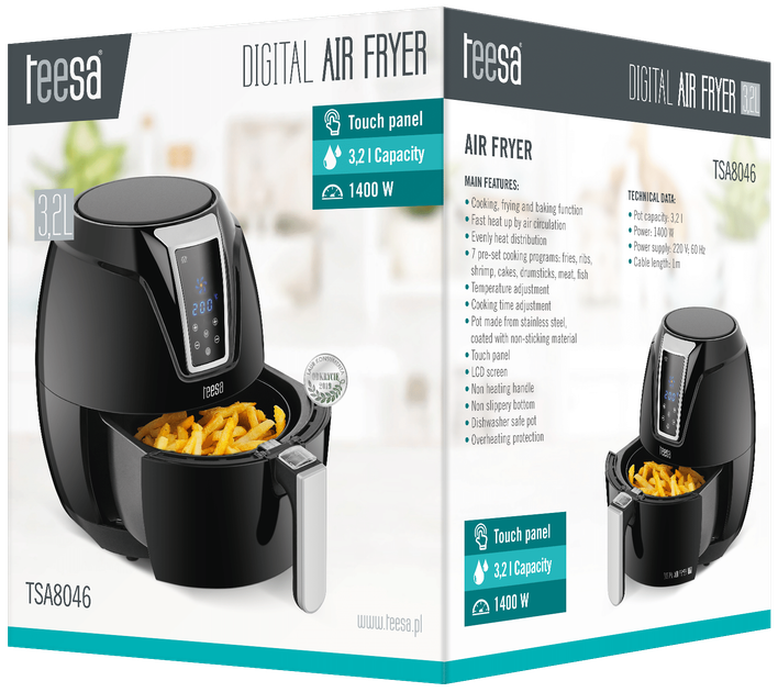 Frytkownica beztłuszczowa Teesa Digital Air Fryer (TSA8046) - Zdjęcie 8 Frytkownica beztłuszczowa Teesa Digital Air Fryer (TSA8046) - obraz 8
