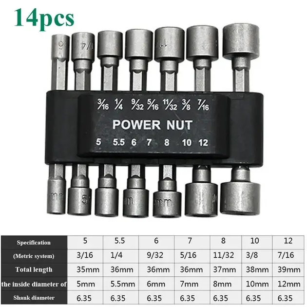 Набор шестигранных головок для шуруповерта 14 PCS sleeve AND - изображение 3