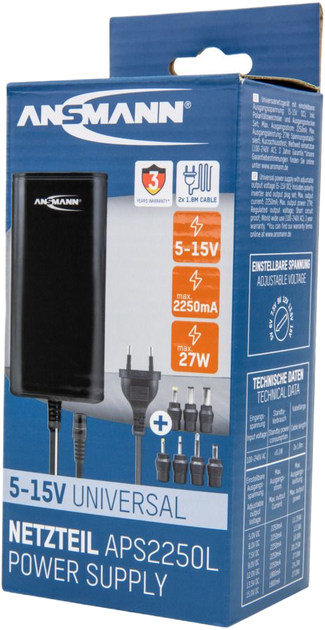Зарядний пристрій Ansmann APS 2250L max. 2.25 A/27 W 5 - 15 V DC (1201-0025) - Фото 6 Зарядний пристрій Ansmann APS 2250L max. 2.25 A/27 W 5 - 15 V DC (1201-0025) - зображення 6