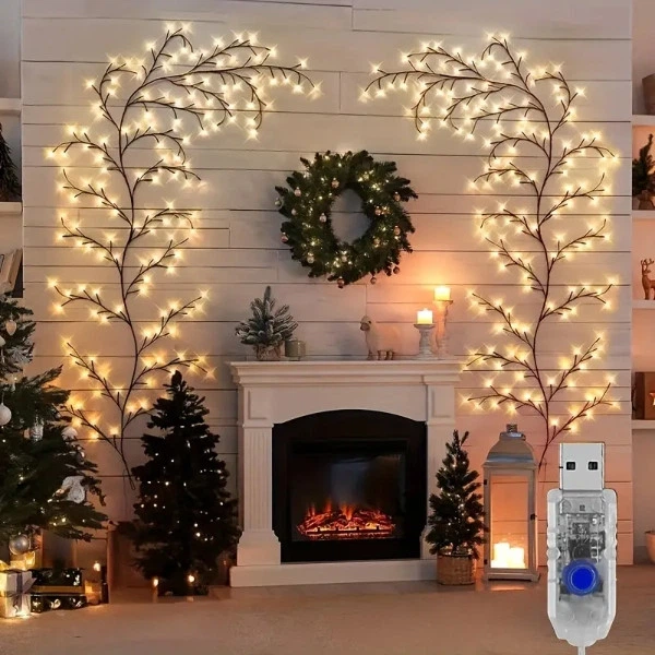 Гірлянда настінна Гілка 2,3 м 144 LED USB тепле світло 8 режимів - Фото 8 Гірлянда настінна Гілка 2,3 м 144 LED USB тепле світло 8 режимів - зображення 8