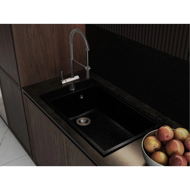 Кухонная мойка MIRAGGIO LAGOON 760 761x461 черная прямоугольная с крылом - изображение 5