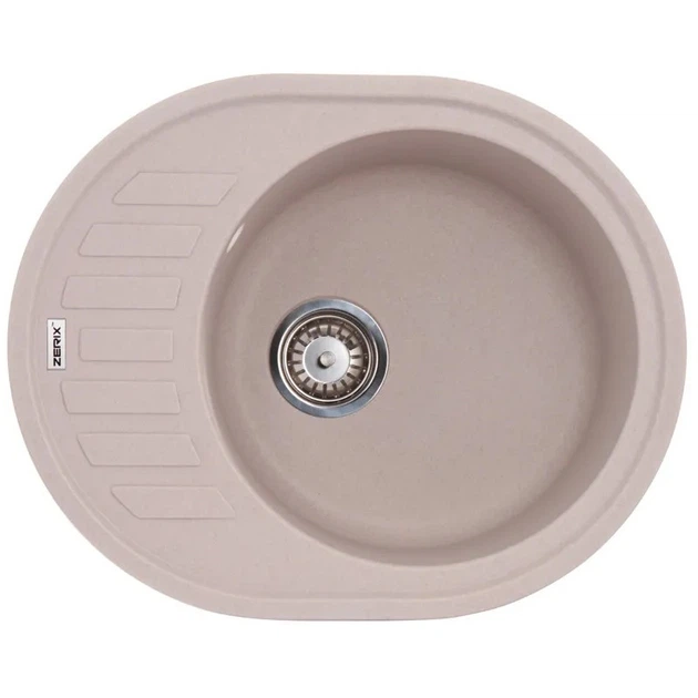 Гранитная мойка для кухни Zerix ZS-6250R-06 615x495 накладная, овальная, бежевая (ZX4549) - Фото 1 Гранитная мойка для кухни Zerix ZS-6250R-06 615x495 накладная, овальная, бежевая (ZX4549) - изображение 1