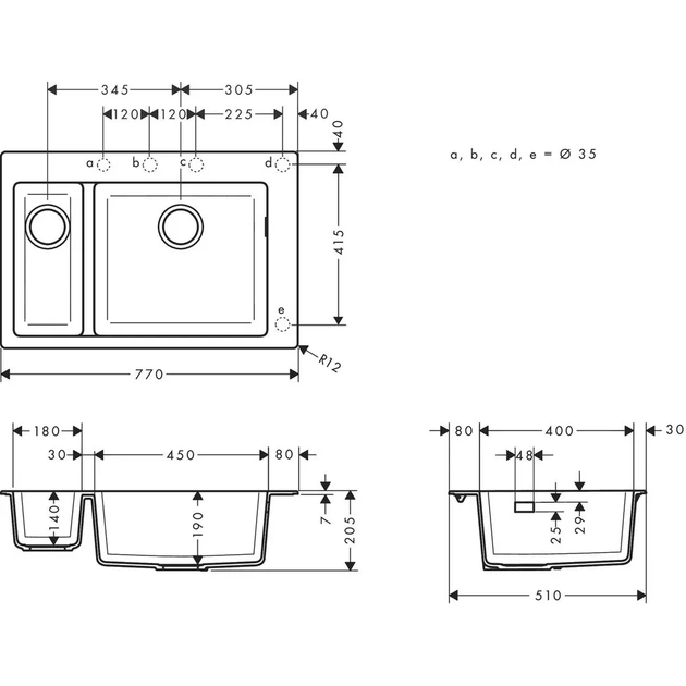 Hansgrohe S51 S510-F635 Кухонна мийка, графітово-чорна (43315170) - зображення 9