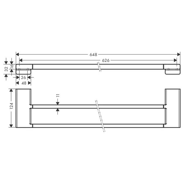 Полотенцедержатель Hansgrohe AddStoris подвійний 62,6 / 64,8x12,4 см, Chrome (41743000) - зображення 2