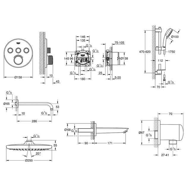 Grohe SmartControl Душевая система 3в1, хром (UA202801R3) - Фото 2 Grohe SmartControl Душевая система 3в1, хром (UA202801R3) - изображение 2