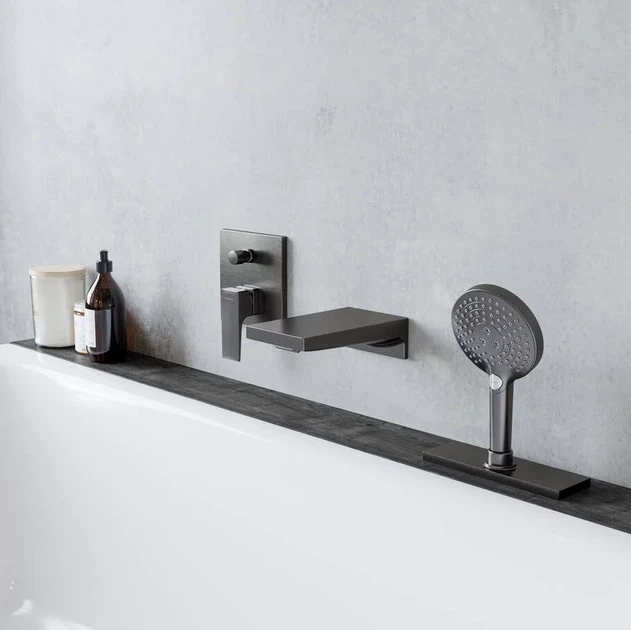 Шланг для лійки Hansgrohe SBox Square 1,45 м виразний в борт ванни, Brushed Black (28010340) - изображение 2
