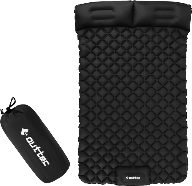 Надувний матрац для кемпінгу Outtec Nylon O-05169 205 x 120 x 15 см двомісний Чорний (5905399051693) - зображення 8