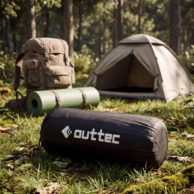Надувний матрац для кемпінгу Outtec Nylon O-05169 205 x 120 x 15 см двомісний Чорний (5905399051693) - зображення 11