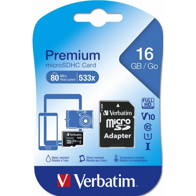 Карта памяти Verbatim 16GB microSDHC class 10 (MDAVR-10/G) - Фото 3 Карта памяти Verbatim 16GB microSDHC class 10 (MDAVR-10/G) - зображення 3