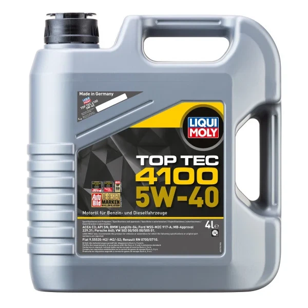Моторна олива Liqui Moly Top Tec 4100 5W-40, 4 л - Фото 1 Моторна олива Liqui Moly Top Tec 4100 5W-40, 4 л - зображення 1