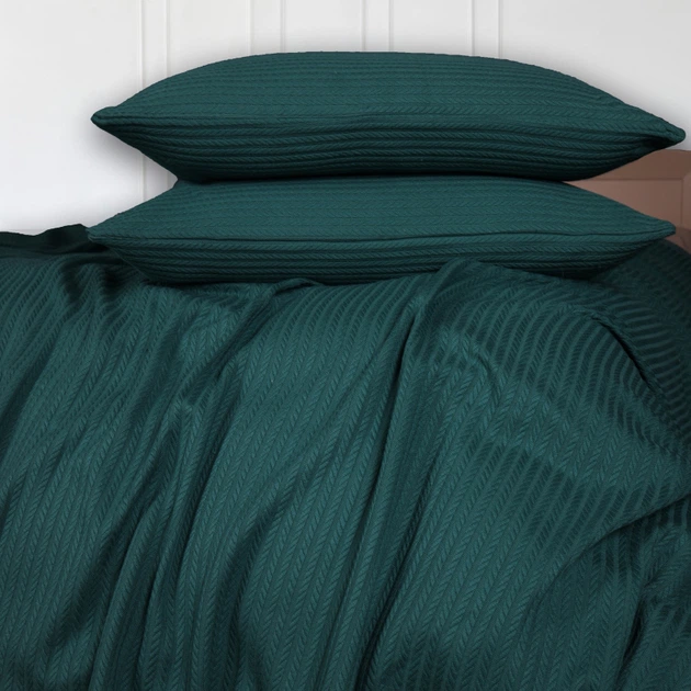 Съемный чехол для подушки MirSon Pique №10-05 Arrowline Emerald 50х70 см (2200013811800) - изображение 2
