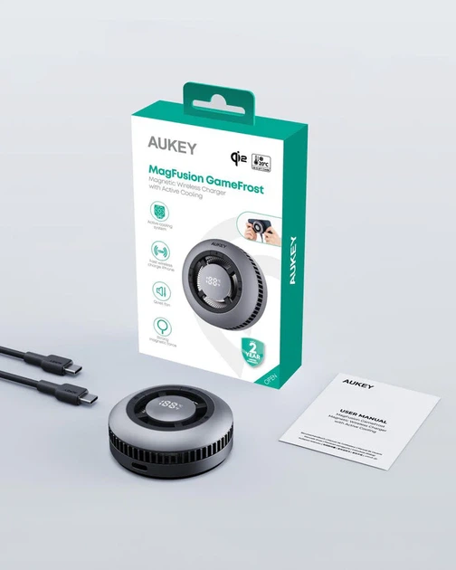 Bezprzewodowa ładowarka AUKEY MagFusion GameFrost Qi2 LC-G10 Grey (689323788361) - obraz 10