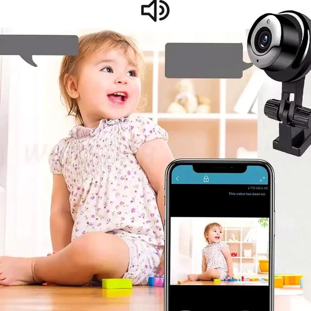 Мини камера видеонаблюдения с WiFi и ночным видением 1080P USB H015 черная для дома и офиса - изображение 6