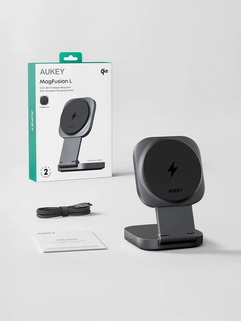Ładowarka indukcyjna Aukey LC-MC211 MagFusion L 2-in-1 Foldable Qi2 15W - Zdjęcie 8 Ładowarka indukcyjna Aukey LC-MC211 MagFusion L 2-in-1 Foldable Qi2 15W - obraz 8