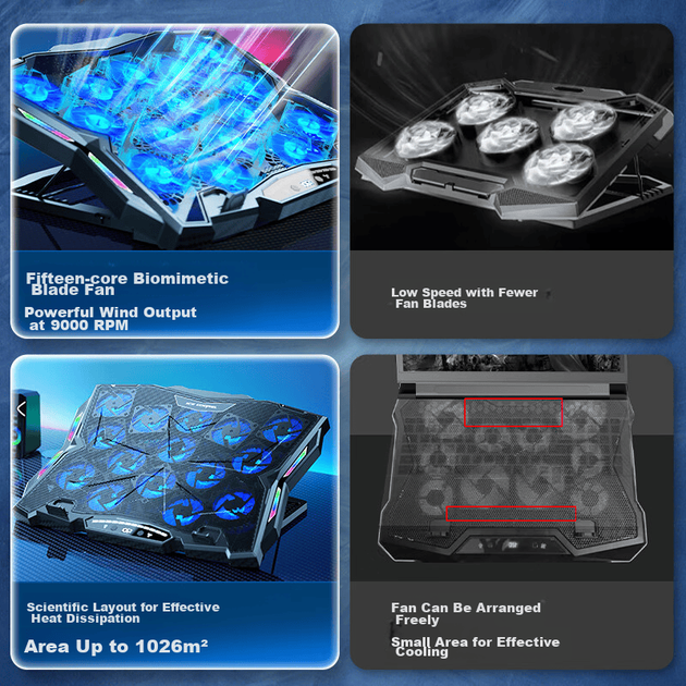 Охолоджувальна підставка для ноутбука Ice Coorel K12 RGB-підсвітка - зображення 6