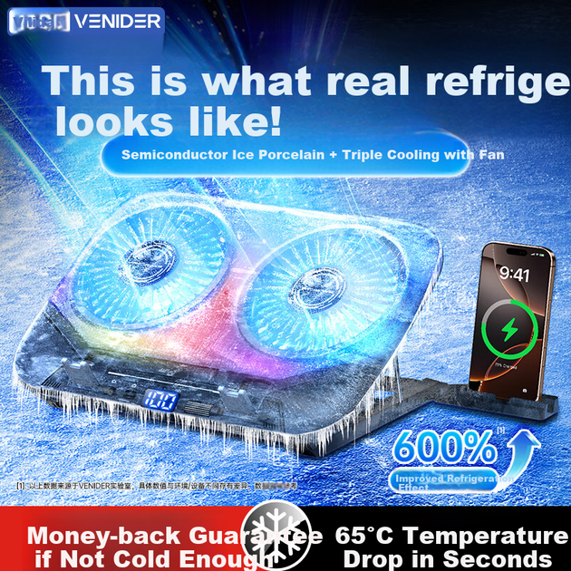 Охолоджувальна підставка для ноутбука VENIDER RGB Black - зображення 3