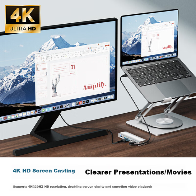 Підставка для ноутбука Intheworld Z2XU-M 360° Rotation with HUB - зображення 5