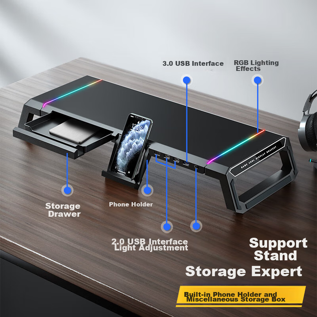 Підставка для монітора Ice Coorel T1 з RGB-підсвіткою - зображення 2