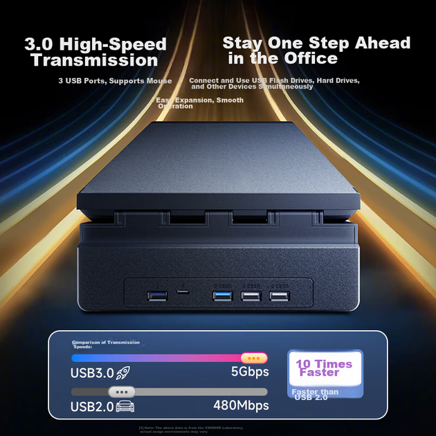 Подставка для ноутбука/монитора VENIDER регулируемая высота USB 3.0 - Фото 4 Подставка для ноутбука/монитора VENIDER регулируемая высота USB 3.0 - изображение 4