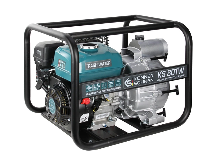 Мотопомпа для брудної води Konner&Sohnen KS 80TW, 1100 л/хв, 80 мм, висота 26 м, глибина 7 м - Фото 2 Мотопомпа для брудної води Konner&Sohnen KS 80TW, 1100 л/хв, 80 мм, висота 26 м, глибина 7 м - изображение 2